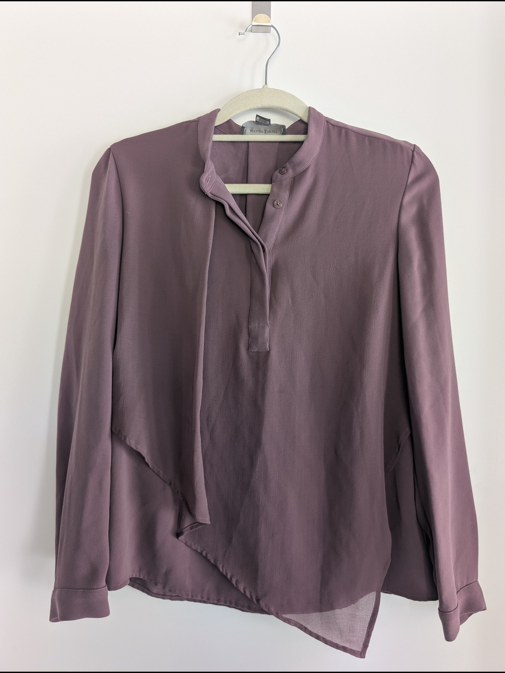 August Eight Mauve Asymmetrical Draped Blouse – Small